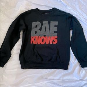 Black graphic crewneck sweater